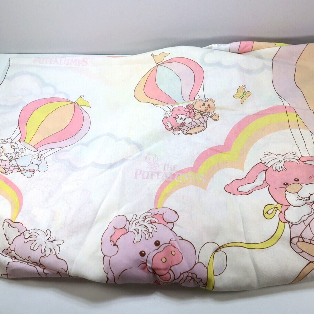 Vintage 1987 Puffalumps Twin‎ Fitted Sheet Fisher Price Material Fabric Craft